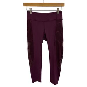 Bloch Burgundy Mesh Pocket‎ Athletic Leggings Gymcore Lounge Travel Errands  S